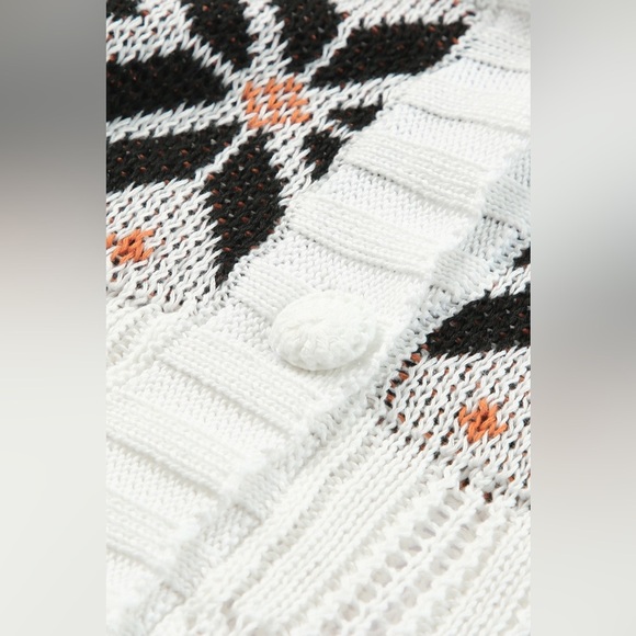 Geometric V-Neck Button Down Cardigan - Picture 3 of 7